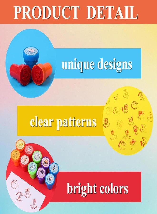 ASFunClub FunClub Stamps for Kids Reward Students Craft Scrapbooking Stamps for Children Self-Inking Stamp for Party Gifts Motivation Stamp Toys Art & Craft for School Supplies Toys for Kids-10Pcs (Motivation) - Image 4